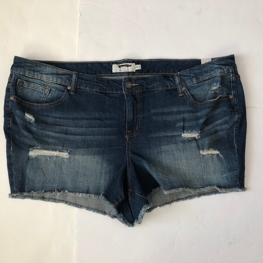 Torrid Medium Wash Denim Jean Shorts Distressed